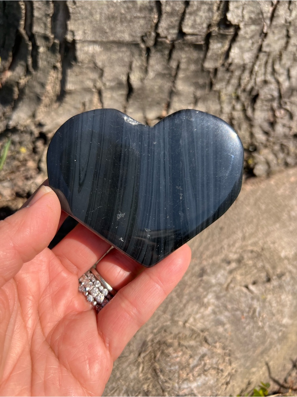 Midnight (8) lace obsidian heart | crystal